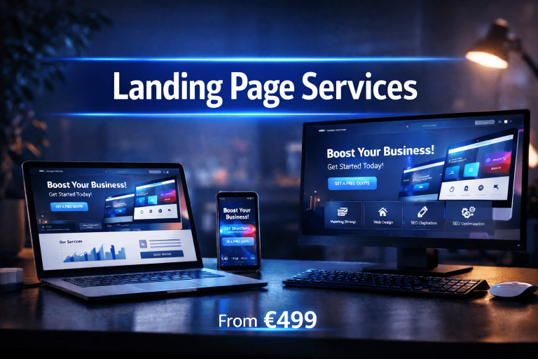 Landing page development with conversion-focused design and SEO optimization