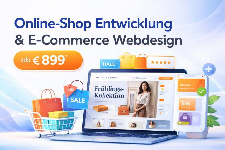 Online-Shop Entwicklung und E-Commerce Webdesign mit modernem Design, Produktkatalog und sicherem Checkout