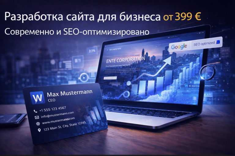 Сайт-визитка под ключ от 399 € — современное и SEO-оптимизированное решение